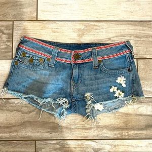 True Religion Embroidered Joey Jean Shorts